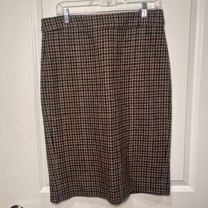 J Crew No. 2 Brown Plaid Pencil Skirt, 8 TALL